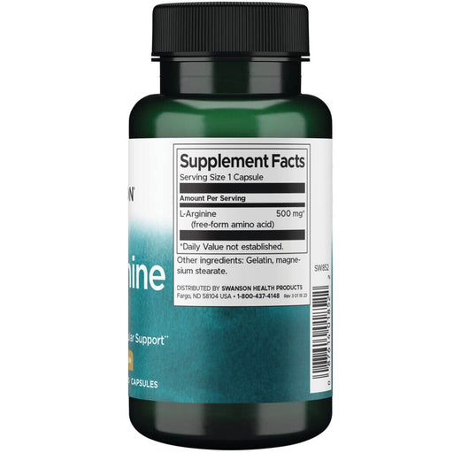 Swanson L-Arginine 500 mg 100 Capsules - L-Arginine at MySupplementShop by Swanson