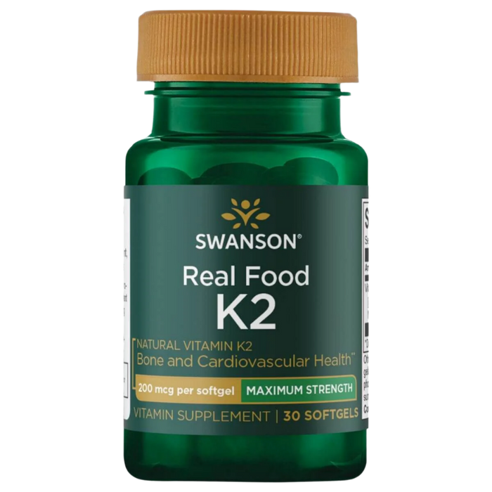 Swanson Maximum Strength, Real Food Vitamin K2, 200mcg 30 Softgels