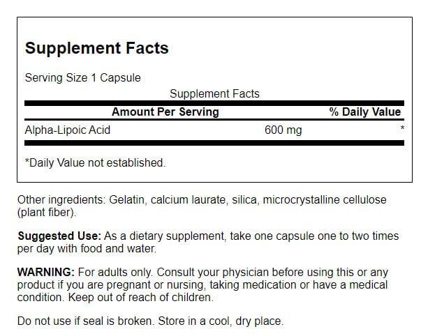 Swanson Ultra Alpha Lipoic Acid 600mg 60 Capsules - Amino Acids and BCAAs at MySupplementShop by Swanson