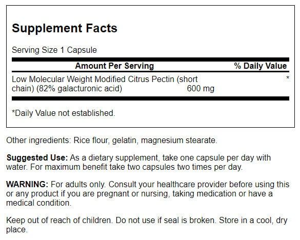 Swanson Ultra PectiPure Modified Citrus Pectin 600mg 60 Capsules - Health and Wellbeing at MySupplementShop by Swanson