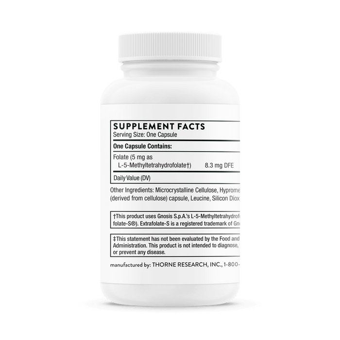 Thorne Research 5-MTHF 5mg (L-5-Methyltetrahydrofolate) 60 Capsules - Energy & Vitality at MySupplementShop by Thorne