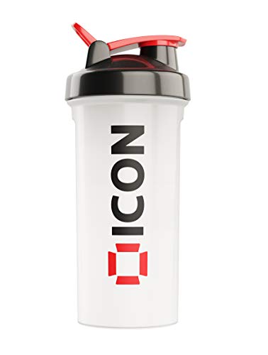 ICON Nutrition Classic Protein Shaker Bottle 600ml Protein Shaker (Clear/Black (Red Cap)) - Sports Nutrition at MySupplementShop by ICON Nutrition