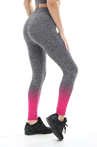 Gold's Gym UK Women's GGLPNT133 Gradient Ombre Training Workout Seamless High Waist Legging Pink/Charcoal Marl XS/S - Sports Nutrition at MySupplementShop by Gold's Gym