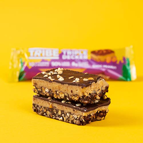 Tribe Nut Butter Triple Decker Plant Protein Bar  12x40g Choc Peanut - Protein Bars at MySupplementShop by Tribe