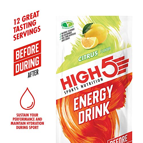 HIGH5 Energy Hydration Drink Refreshing Mix of Carbohydrates and Electrolytes (Citrus 12 x 47g) - Sports Nutrition at MySupplementShop by HIGH