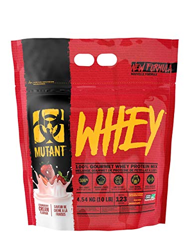 Mutant Whey - 100% Whey Protein Powder Gourmet Taste 22g of Protein 10.4 g EAAs 5 g BCAAs Fast Absorbing Easy Digesting - 4.54 kg - Strawberry Cream - Sports Nutrition at MySupplementShop by Mutant