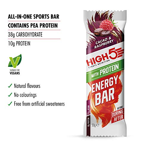 HIGH5 Energy Bar with Protein 12x50g Cacao & Raspberry - Sports Nutrition at MySupplementShop by HIGH5