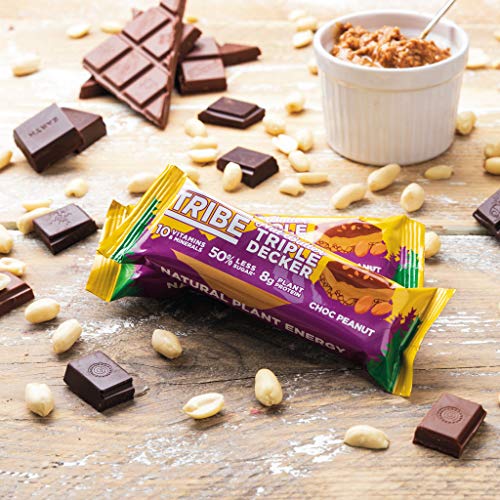 Tribe Nut Butter Triple Decker Plant Protein Bar  12x40g Choc Peanut - Protein Bars at MySupplementShop by Tribe