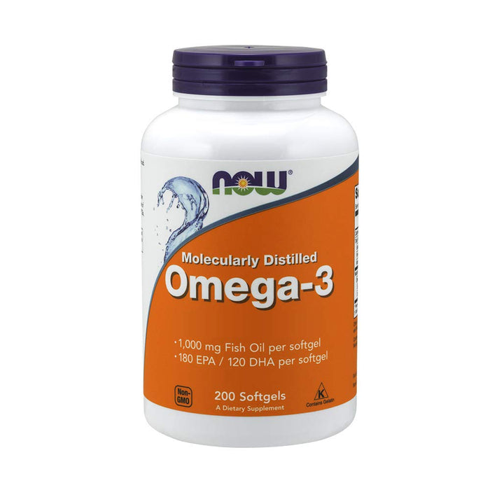 NOW Foods Omega-3 Molecularly Distilled - 200 softgels - Health and Wellbeing at MySupplementShop by NOW Foods