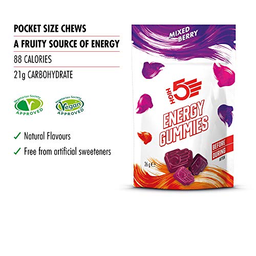 HIGH5 Energy Gummies Pocket Sized Quick Release Energy On The Go (Mixed Berry) (10 x 26g Packs) - Sports Nutrition at MySupplementShop by HIGH5