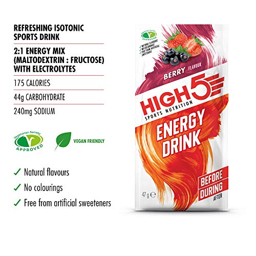 HIGH5 Energy Hydration Drink Refreshing Mix of Carbohydrates and Electrolytes (Berry 12 x 47g) - Sports Nutrition at MySupplementShop by HIGH