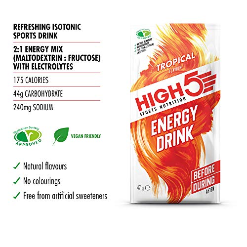 High 5 Energy Drink Tropical 12x47g - Sports Nutrition at MySupplementShop by High 5