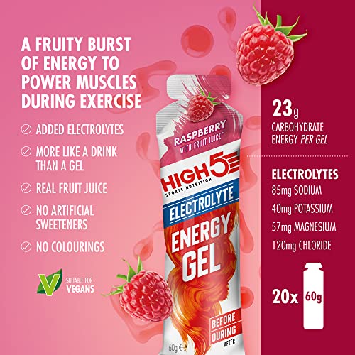 HIGH5 Energy Gel Electrolyte 5x60g Raspberry - Sports Nutrition at MySupplementShop by HIGH5