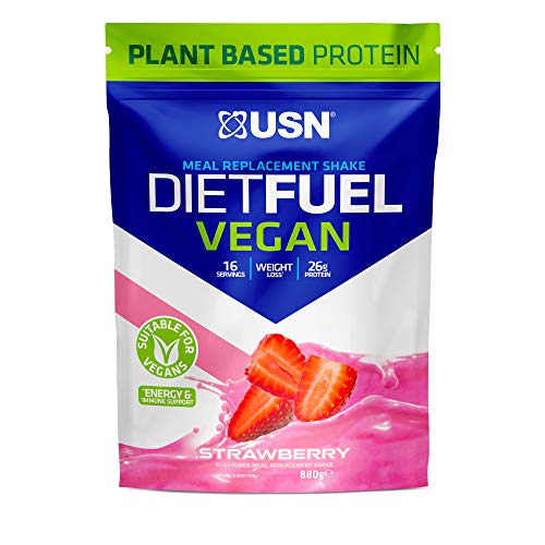 USN Diet Fuel Vegan Strawberry 880g: Dairy Free Vegan Meal Replacement Shake & Vegan Protein Powders - Default Title - Sports Nutrition at MySupplementShop by USN