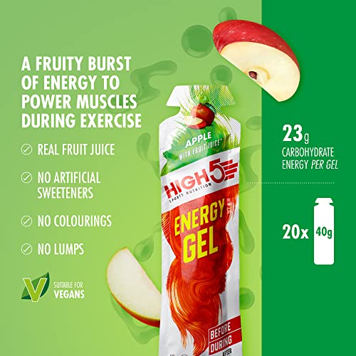 HIGH5 Energy Gel Quick Release Energy On The Go From Natural Fruit Juice (Apple 20 x 40g) - Sports Nutrition at MySupplementShop by High5