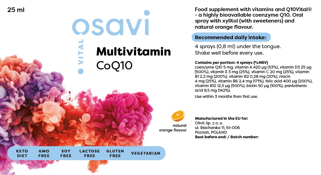 Osavi Multivitamin CoQ10 Oral Spray, Orange - 25 ml. - Vitamins & Minerals at MySupplementShop by Osavi