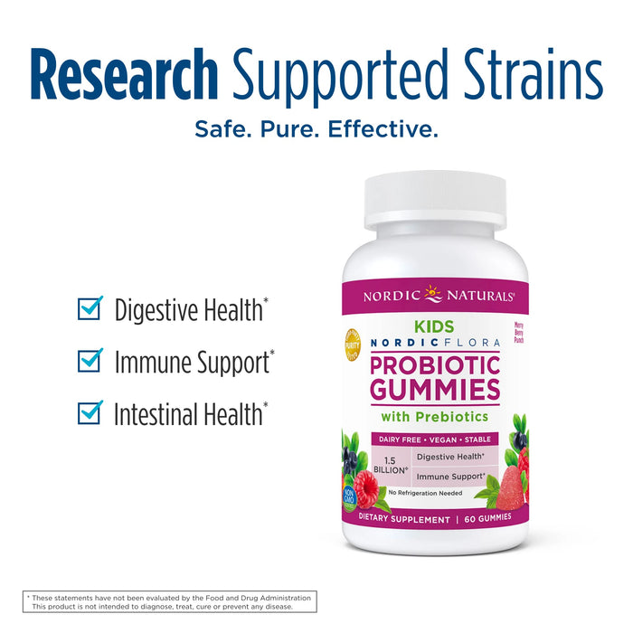 Nordic Naturals Probiotic Gummies Kids, Merry Berry Punch - 60 gummies - Health and Wellbeing at MySupplementShop by Nordic Naturals