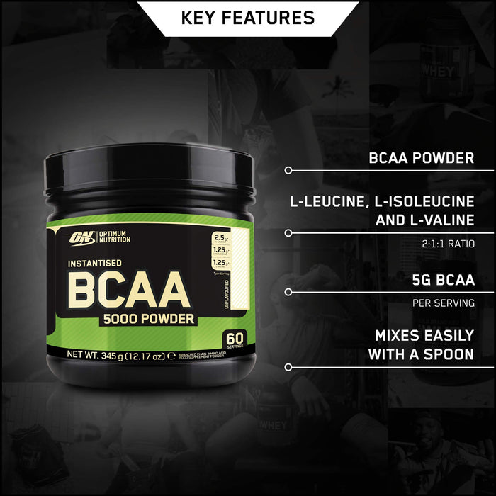 Optimum Nutrition BCAA 5000 Powder, Unflavored - 345 grams - Amino Acids and BCAAs at MySupplementShop by Optimum Nutrition