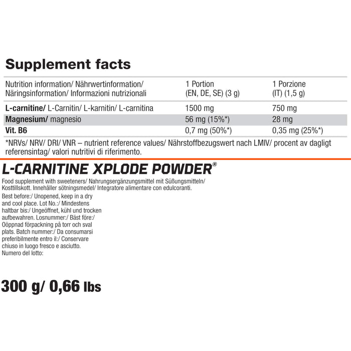 Olimp Nutrition L-Carnitine Xplode Powder, Orange - 300 grams - Amino Acids and BCAAs at MySupplementShop by Olimp Nutrition