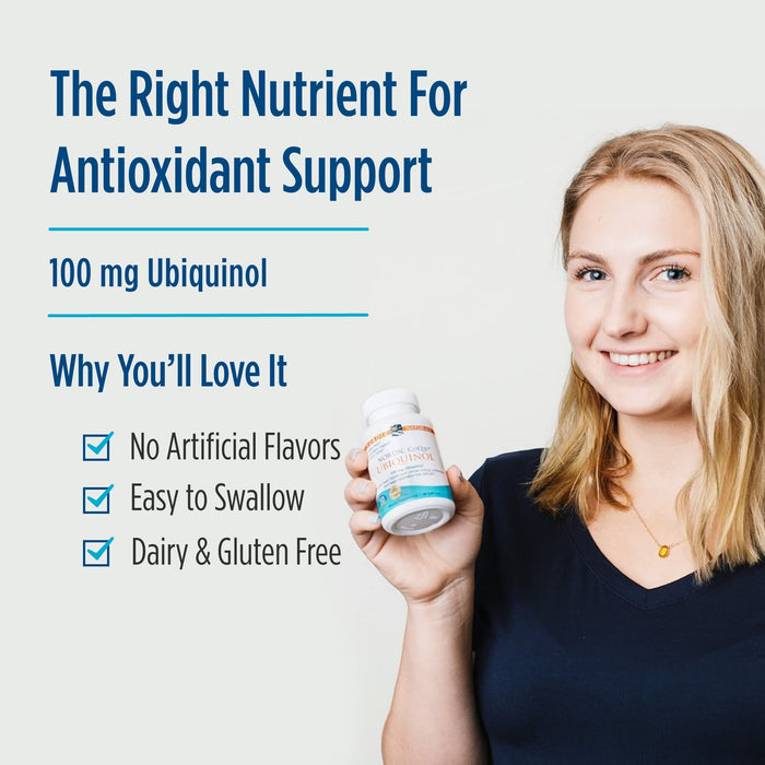 Nordic Naturals Nordic CoQ10 Ubiquinol 100mg  60 softgels - Health and Wellbeing at MySupplementShop by Nordic Naturals