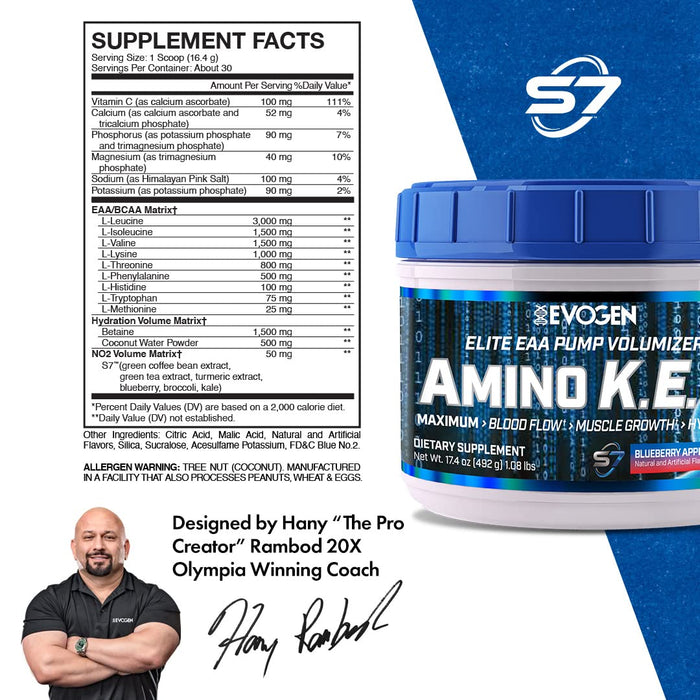 Evogen Amino K.E.M. EAA, Blueberry Apple - 492 grams - Amino Acids and BCAAs at MySupplementShop by Evogen