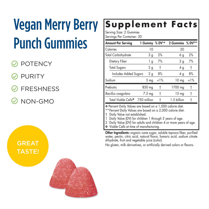 Nordic Naturals Probiotic Gummies Kids, Merry Berry Punch - 60 gummies - Health and Wellbeing at MySupplementShop by Nordic Naturals