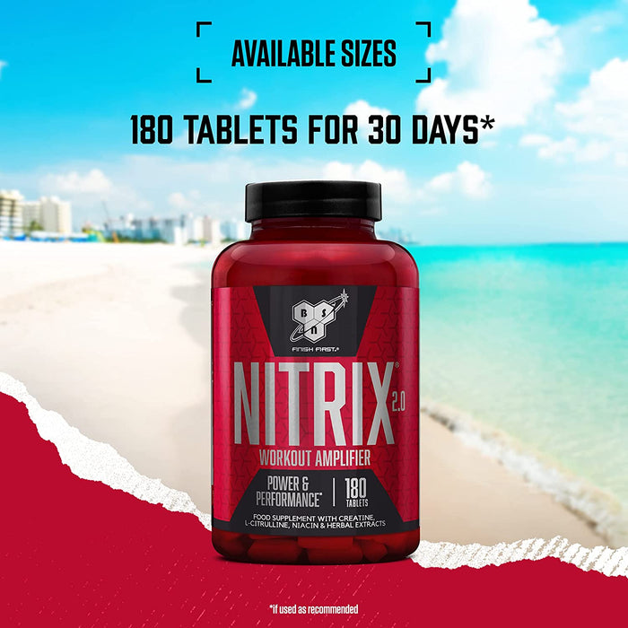 BSN Nitrix 2.0 180 Tablets 60 Servings - Nitric Oxide Boosters at MySupplementShop by BSN