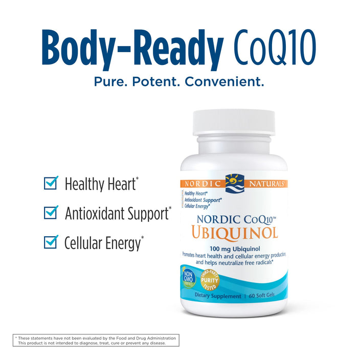 Nordic Naturals Nordic CoQ10 Ubiquinol 100mg  60 softgels - Health and Wellbeing at MySupplementShop by Nordic Naturals