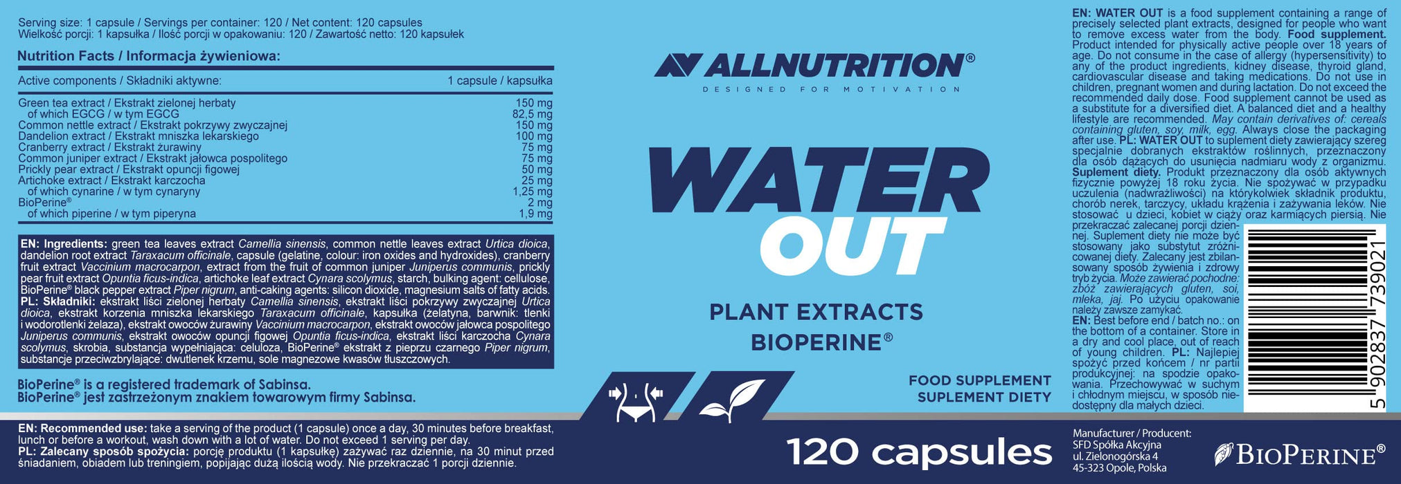 Allnutrition Water Out - 120 caps - Slimming and Weight Management at MySupplementShop by Allnutrition