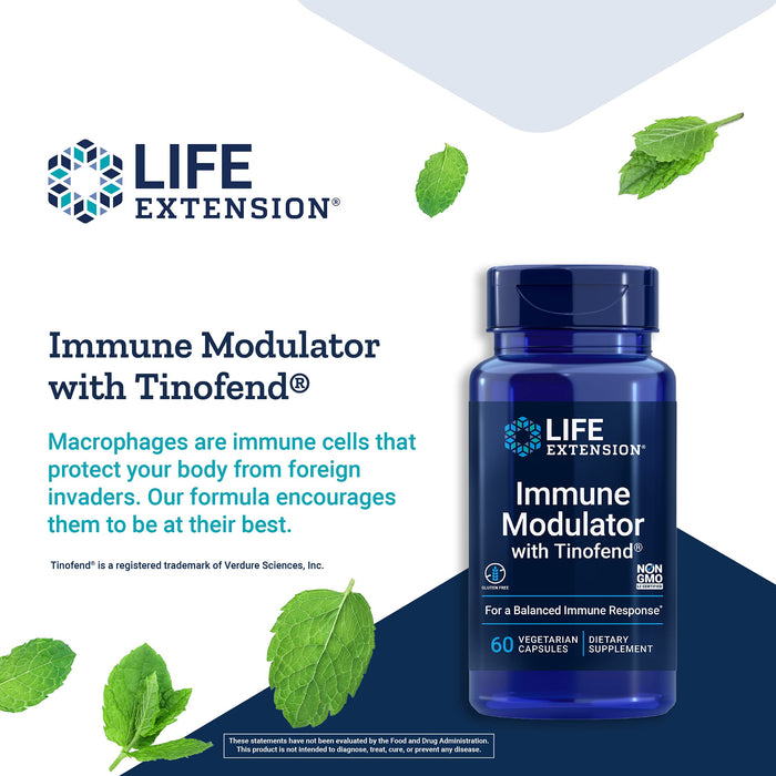 Life Extension Immune Modulator with Tinofend - 60 vcaps - Health and Wellbeing at MySupplementShop by Life Extension