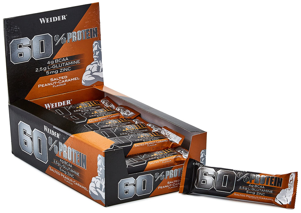 Weider 60% Protein Bar, Salted Peanut-Caramel - 24 bars - Protein Bars at MySupplementShop by Weider