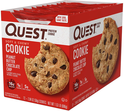 Quest Nutrition Cookie 12x59g Peanut Butter Chocolate Chip - Nutrition Bars at MySupplementShop by Quest Nutrition