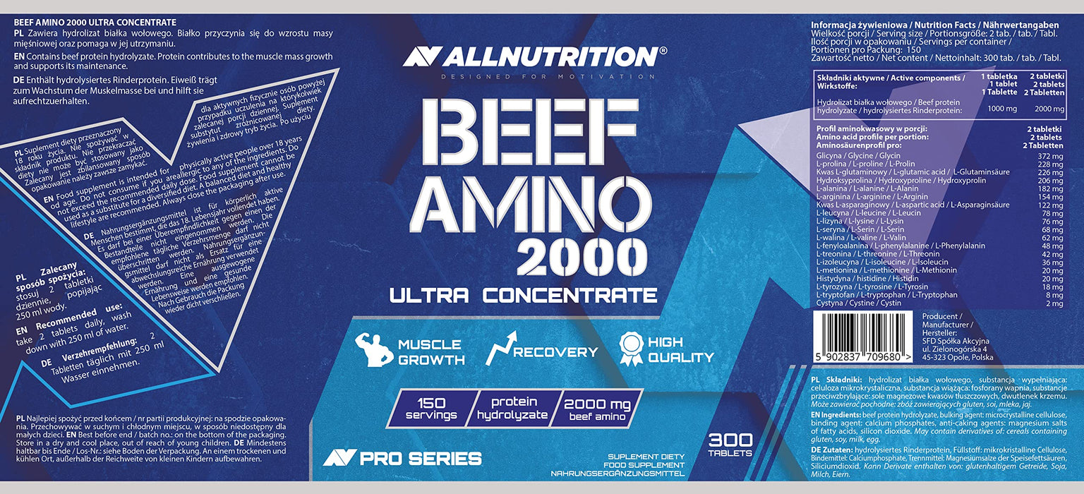 Allnutrition Beef Amino 2000 - 300 tablets - Amino Acids and BCAAs at MySupplementShop by Allnutrition