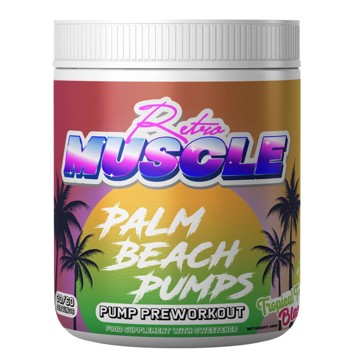 Retro Muscle Palm Beach Pumps 480g - Tropical Fruit Blast - Health & Nutrition at MySupplementShop by Retro Muscle