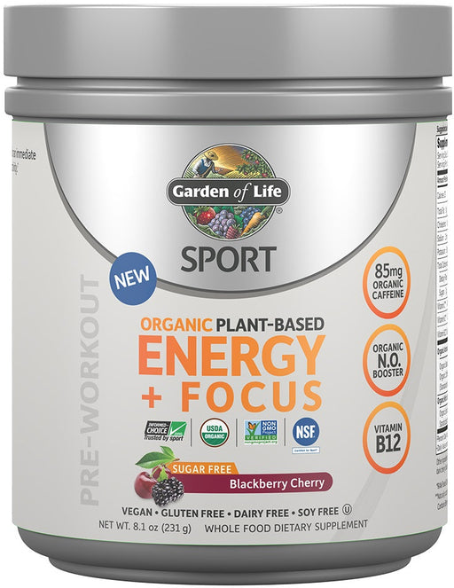 Garden of Life Organic Plant-Based Energy + Focus, Blackberry Cherry (Sugar Free) - 231g - Nitric Oxide Boosters at MySupplementShop by Garden of Life