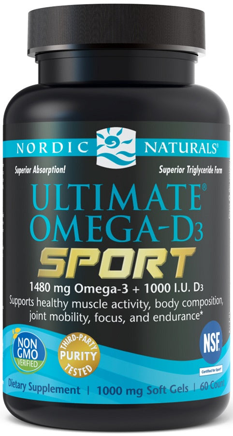 Nordic Naturals Ultimate Omega-D3 Sport, 1480mg Lemon - 60 softgels - Omegas, EFAs, CLA, Oils at MySupplementShop by Nordic Naturals