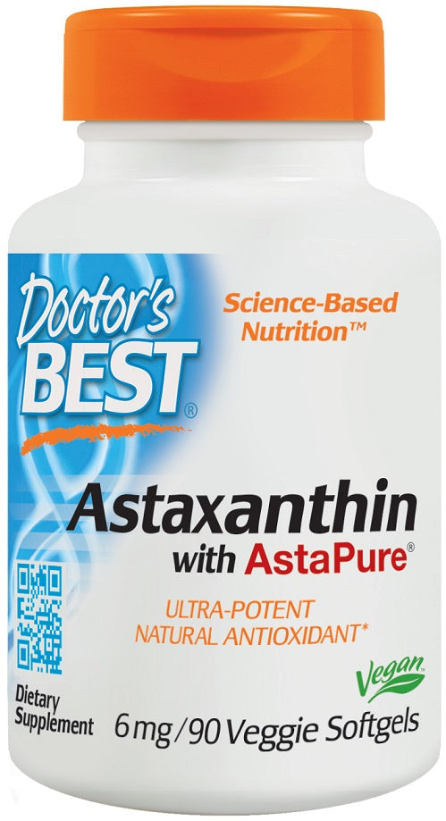 Doctor's Best Astaxanthin with AstaPure, 6mg - 90 veggie softgels - Health and Wellbeing at MySupplementShop by Doctor's Best