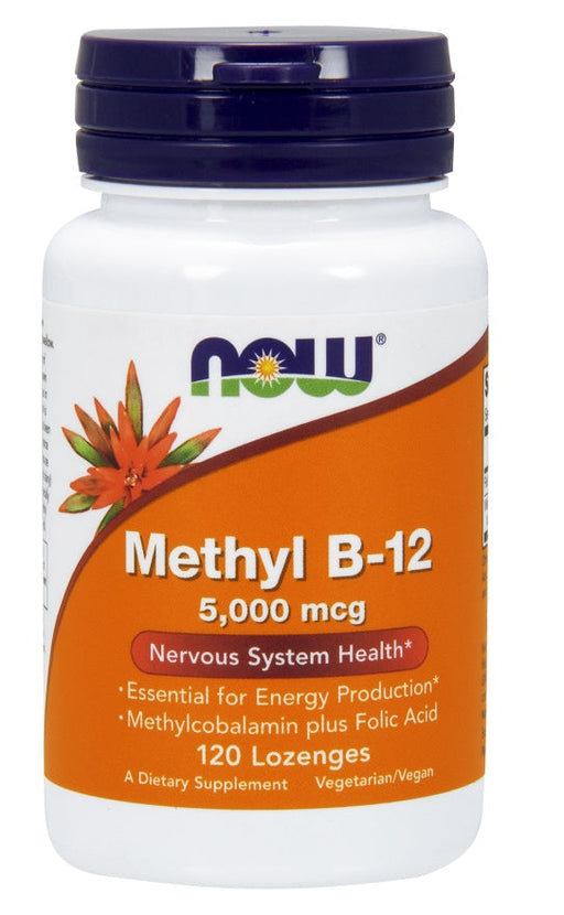 NOW Foods Methyl B-12 with Folic Acid, 5000mcg - 120 lozenges - Vitamins & Minerals at MySupplementShop by NOW Foods