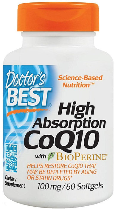 Doctor's Best High Absorption CoQ10 with BioPerine, 100mg - 60 softgels - Health and Wellbeing at MySupplementShop by Doctor's Best