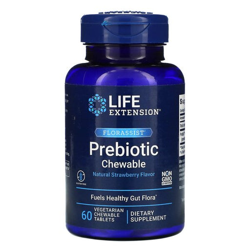 Life Extension Florassist Prebiotic Chewable, Natural Strawberry - 60 vegetarian chewable tabs - Health and Wellbeing at MySupplementShop by Life Extension