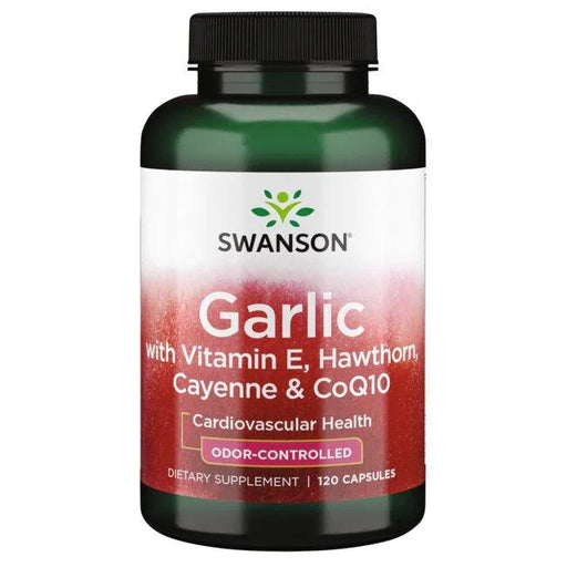 Swanson Garlic with Vitamin E, Hawthorn, Cayenne & CoQ10 - 120 caps - Sports Supplements at MySupplementShop by Swanson