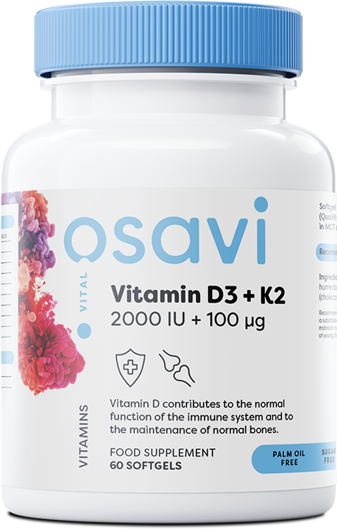 Osavi Vitamin D3 + K2, 2000IU + 100mcg - 60 softgels - Sports Supplements at MySupplementShop by Osavi