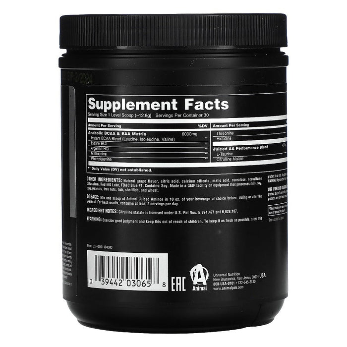 Animal Juiced Aminos Grape Juiced 368g - Amino Acids and BCAAs at MySupplementShop by Animal